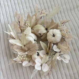 Elegant Cream and Tan Pumpkin Wreath
